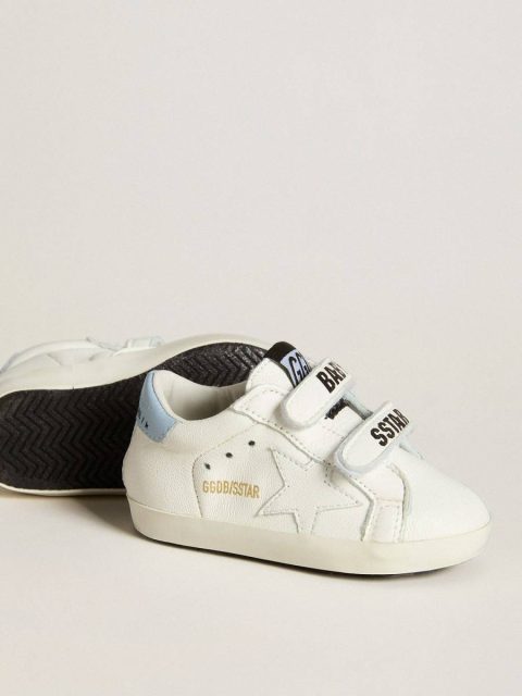 Golden Goose Baby School Set In White Nappa With Light Blue Leather Heel Tab Kids Newborns - Image 3