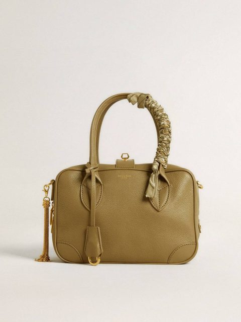 Golden Goose Bag Accessories Women Dove-Gray Braided Fabric Charm With Brass Chain - Image 4