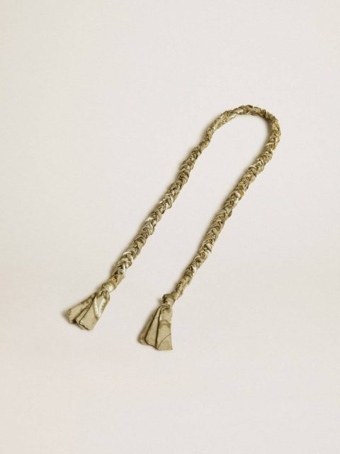 Golden Goose Bag Accessories Women Dove-Gray Braided Fabric Charm With Brass Chain