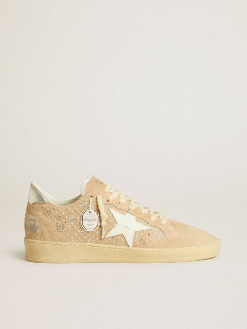 Golden Goose Ball Star In Suede And Swarovski Crystals With Leather Star And Metallic Heel Tab Women Ball Star
