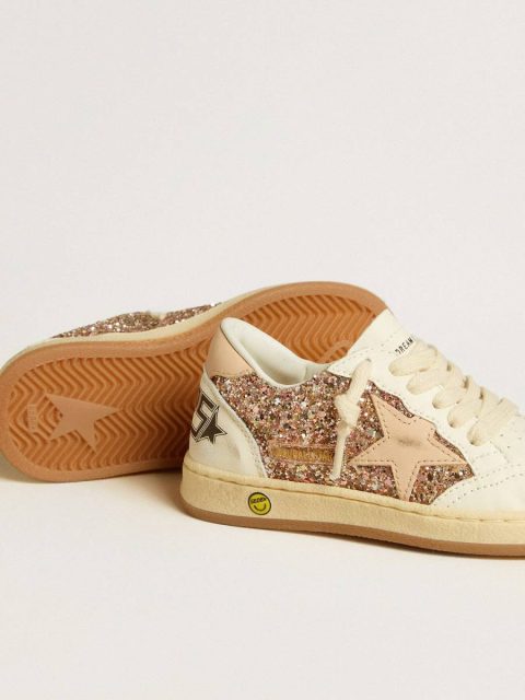 Golden Goose Ball Star Junior In Glitter And Nappa With Leather Star And Heel Tab Little Girls (1-3 Years) Kids - Image 3