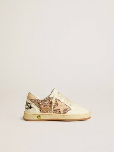 Golden Goose Ball Star Junior In Glitter And Nappa With Leather Star And Heel Tab Little Girls (1-3 Years) Kids