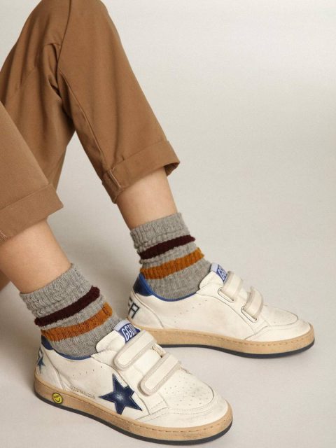 Golden Goose Ball Star Junior With Blue Metallic Leather Star And Heel Tab Kids Little Boys (1-3 Years) - Image 3