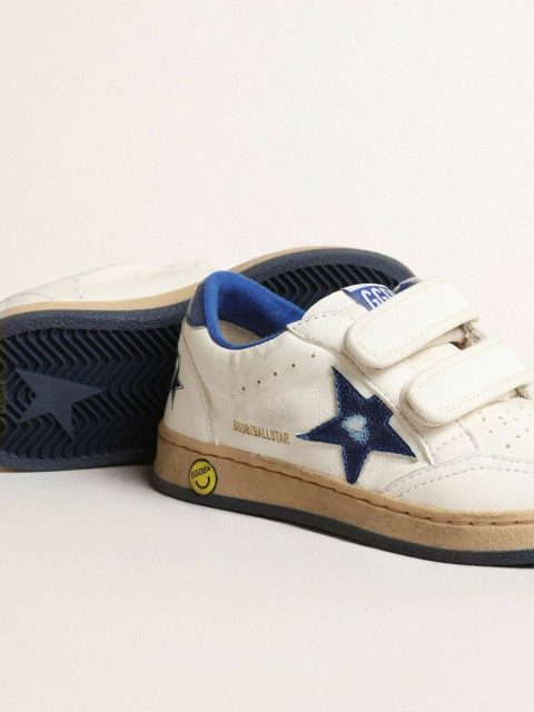Golden Goose Ball Star Junior With Blue Metallic Leather Star And Heel Tab Kids Little Boys (1-3 Years) - Image 4