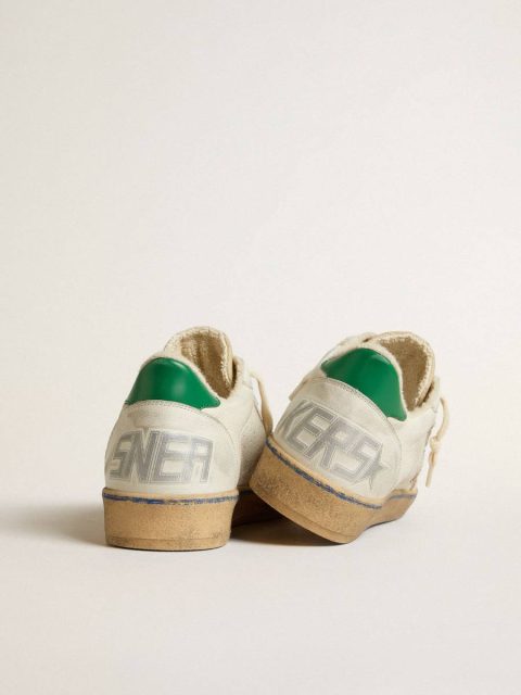 Golden Goose Ball Star Ltd With Sand Mesh Star And Green Leather Heel Tab Men White Ball Star - Image 4