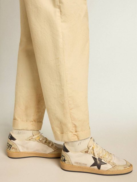 Golden Goose Ball Star Men Ball Star In White Mesh With Vintage Blue Leather Star And Heel Tab - Image 3