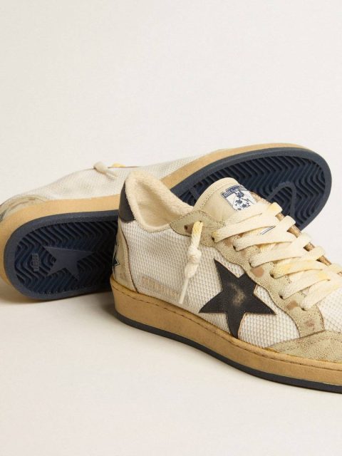 Golden Goose Ball Star Men Ball Star In White Mesh With Vintage Blue Leather Star And Heel Tab - Image 4