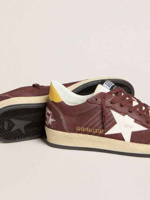Golden Goose Ball Star Men Men's Ball Star In Chocolate Nubuck With Leather Star And Heel Tab - Image 3