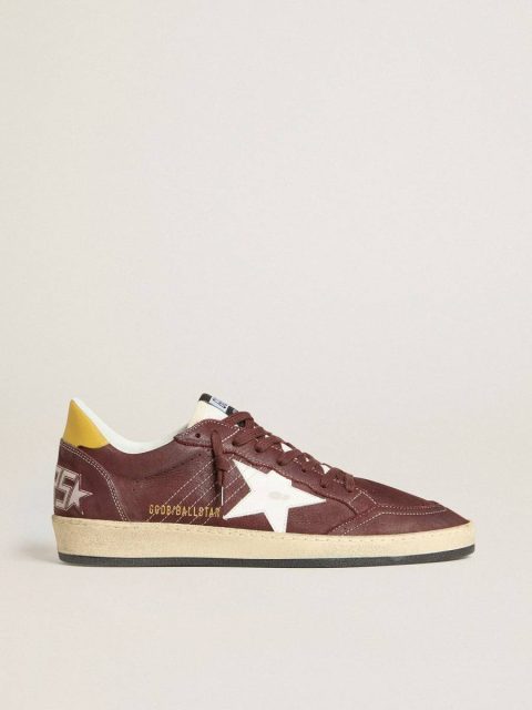 Golden Goose Ball Star Men Men's Ball Star In Chocolate Nubuck With Leather Star And Heel Tab