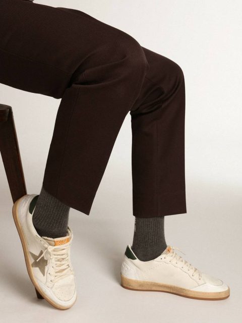 Golden Goose Ball Star Men Men's Ball Star In White Nappa With Dove Gray Suede Star - Image 3