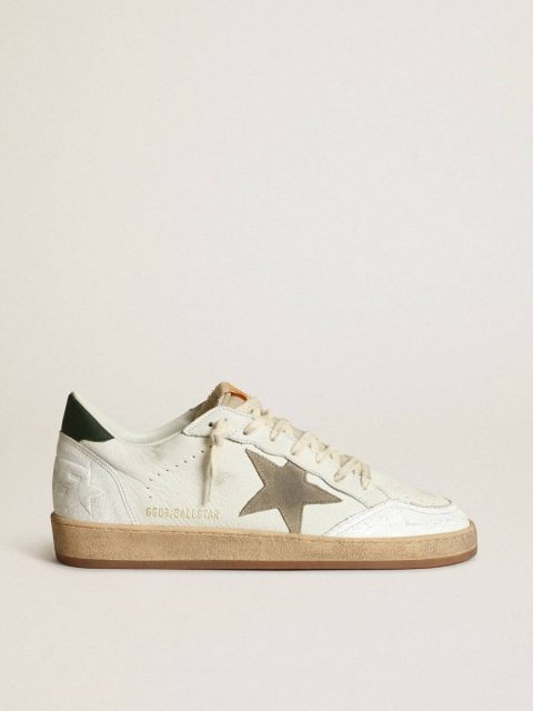 Golden Goose Ball Star Men Men's Ball Star In White Nappa With Dove Gray Suede Star
