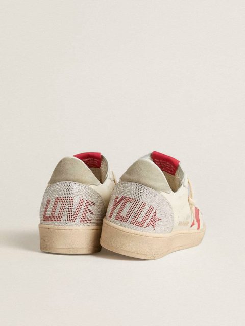 Golden Goose Ball Star Men Valentine’s Day Men’s Ball Star With Red Leather Star And Red Swarovski Lettering
