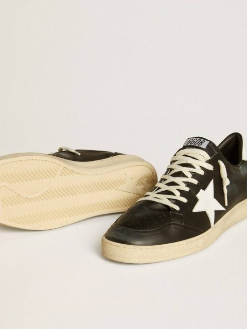 Golden Goose Ball Star Men's Ball Star In Black Nappa With White Leather Star And Heel Tab Men - Image 3