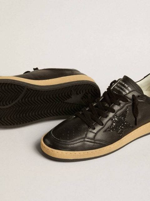 Golden Goose Ball Star Women’s Ball Star In Black Nappa With Black Glitter Star And Suede Heel Tab Women - Image 4