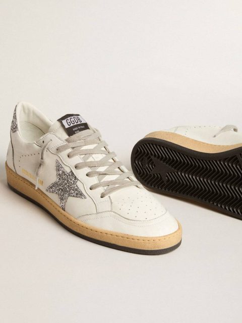 Golden Goose Ball Star Women’s Ball Star Wishes In Nappa Leather With Glitter Star And Heel Tab Women - Image 4