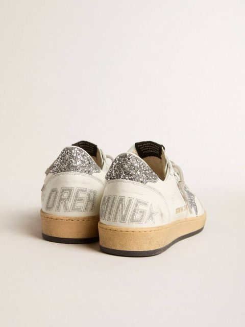 Golden Goose Ball Star Women’s Ball Star Wishes In Nappa Leather With Glitter Star And Heel Tab Women