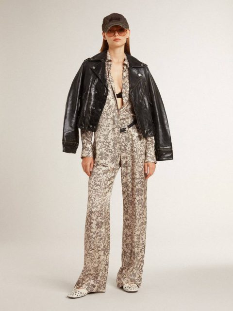 Golden Goose Beige And Black Jeans & Pants Women's Joggers With Floral Print Women - Image 3