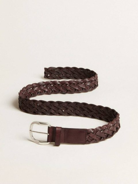 Golden Goose Belts Men Dark Brown Men's Dark Brown Woven Leather Belt - Image 4