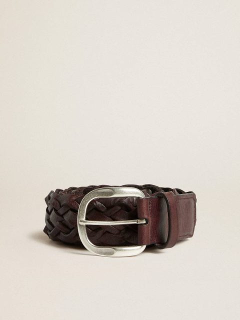 Golden Goose Belts Men Dark Brown Men's Dark Brown Woven Leather Belt