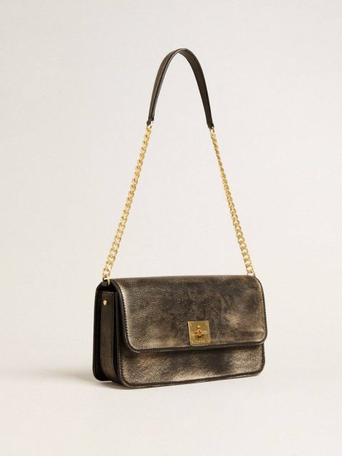 Golden Goose Black Women Gioia Bag In Black Vintage Leather With Gold Details Crossbody Bags - Image 2
