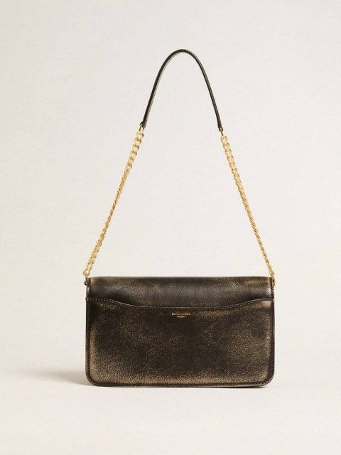 Golden Goose Black Women Gioia Bag In Black Vintage Leather With Gold Details Crossbody Bags - Image 4