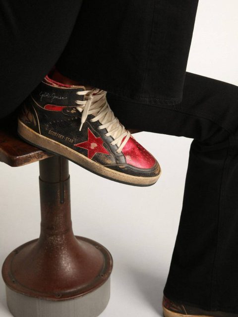 Golden Goose Black Women's Sky-Star In Black Glossy Leather With Red Star Sky-Star Women - Image 3