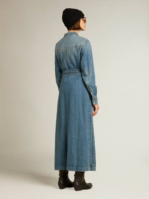 Golden Goose Blue Dresses & Jumpsuits Women Women's Shirt Dress In Denim With Belt - Image 3