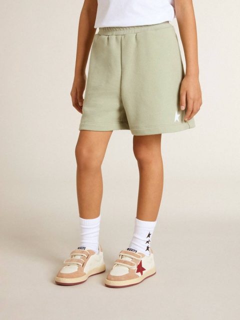 Golden Goose Bottomwear Selection (4-12 Years) Light Green Light Green Shorts With White Star Kids - Image 2