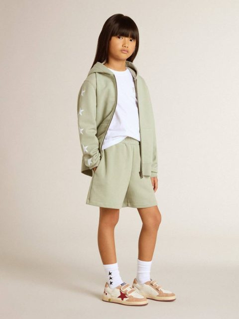Golden Goose Bottomwear Selection (4-12 Years) Light Green Light Green Shorts With White Star Kids - Image 3