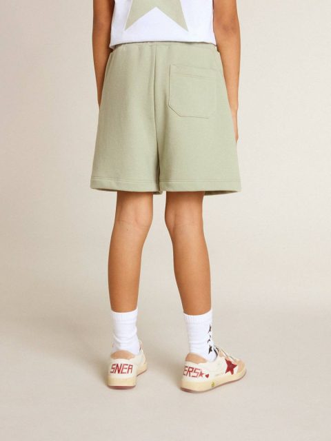 Golden Goose Bottomwear Selection (4-12 Years) Light Green Light Green Shorts With White Star Kids - Image 4