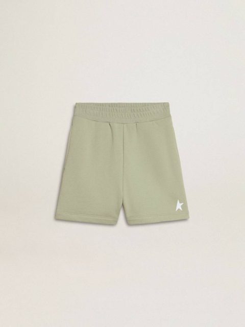 Golden Goose Bottomwear Selection (4-12 Years) Light Green Light Green Shorts With White Star Kids