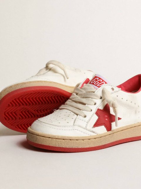 Golden Goose Boys (4-10 Years) Ball Star Young In Nappa With Red Leather Star And Heel Tab Kids - Image 4