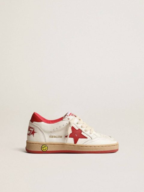 Golden Goose Boys (4-10 Years) Ball Star Young In Nappa With Red Leather Star And Heel Tab Kids