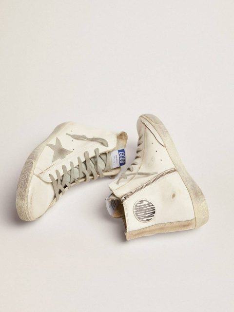 Golden Goose Francy Men Men's Francy In Leather With Silver Suede Star - Image 2