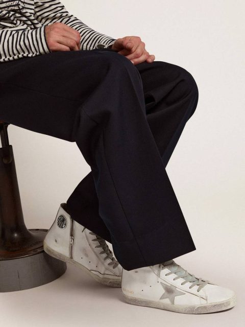 Golden Goose Francy Men Men's Francy In Leather With Silver Suede Star - Image 3