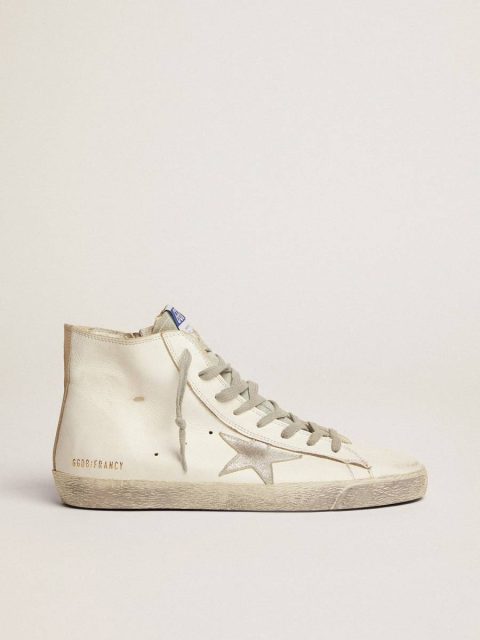 Golden Goose Francy Men Men's Francy In Leather With Silver Suede Star