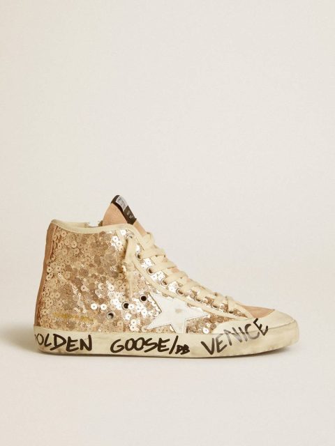 Golden Goose Francy Penstar In Sequins With Leather Star And Suede Inserts Women Francy