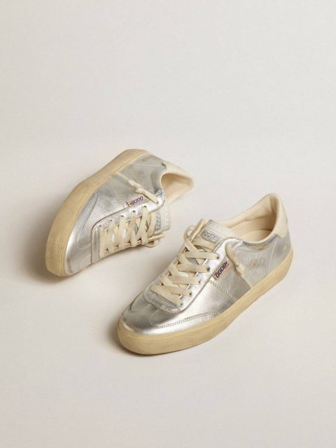 Golden Goose Ggdb Classics Women Soul Star In Metallic Silver Leather With White Leather Heel Tab - Image 2