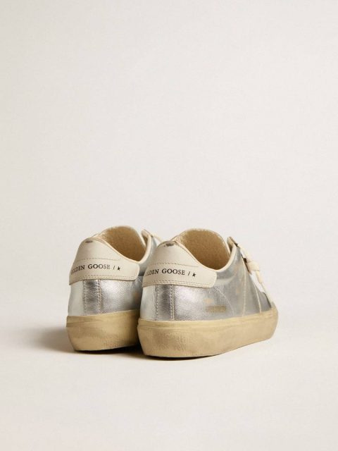 Golden Goose Ggdb Classics Women Soul Star In Metallic Silver Leather With White Leather Heel Tab - Image 4