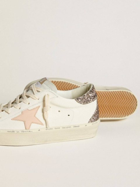 Golden Goose Hi Star Women Hi Star In White Nappa With Pink Leather Star And Glitter Heel Tab - Image 3