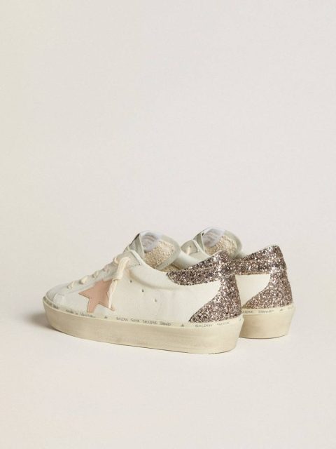 Golden Goose Hi Star Women Hi Star In White Nappa With Pink Leather Star And Glitter Heel Tab - Image 4