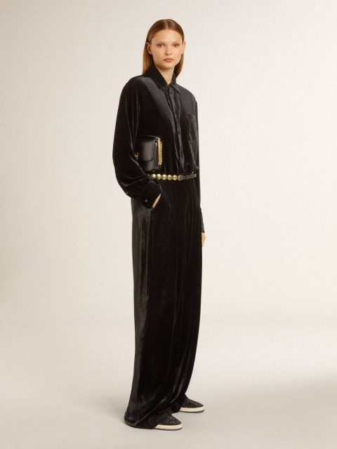 Golden Goose Jeans & Pants Black Black Velvet-Effect Pants Women - Image 3