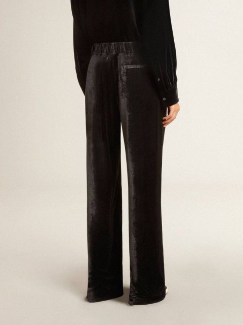 Golden Goose Jeans & Pants Black Black Velvet-Effect Pants Women - Image 4