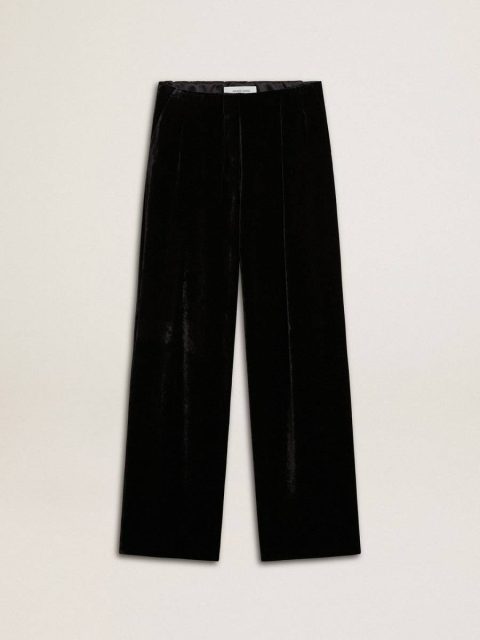Golden Goose Jeans & Pants Black Black Velvet-Effect Pants Women