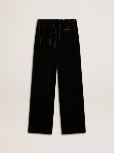 Golden Goose Jeans & Pants Black Black Velvet-Effect Pants Women - Image 5