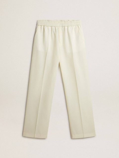 Golden Goose Jeans & Pants Men’s Aged White Wool Gabardine Joggers Aged White Men
