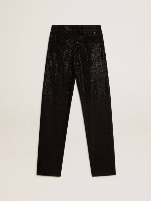 Golden Goose Jeans & Pants Women’s Cotton Denim Pants With Shaded-Effect Crystal Decoration Women Black - Image 5
