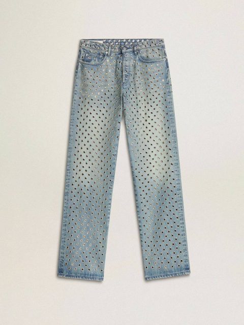 Golden Goose Jeans & Pants Women's Washed Jeans With All-Over Eyelets Women Light Blue