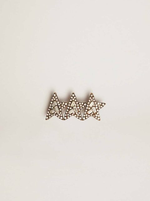 Golden Goose Jewelry Women Antique Gold Lace Accessory With Three Antique Gold Color Stars With Crystals