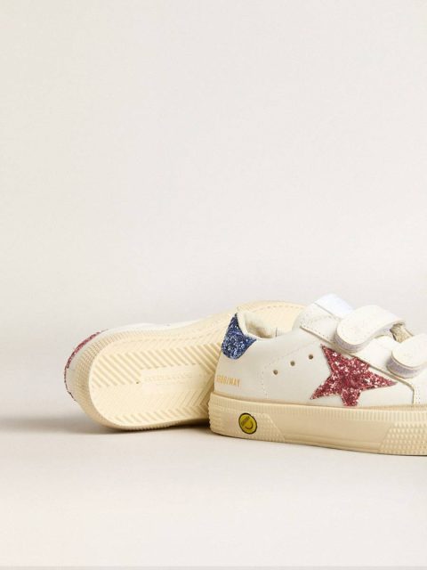 Golden Goose Junior May School In Leather With Glitter Star And Heel Tab Kids White Little Girls (1-3 Years) - Image 4